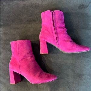 Pink Suede Ankle Boots